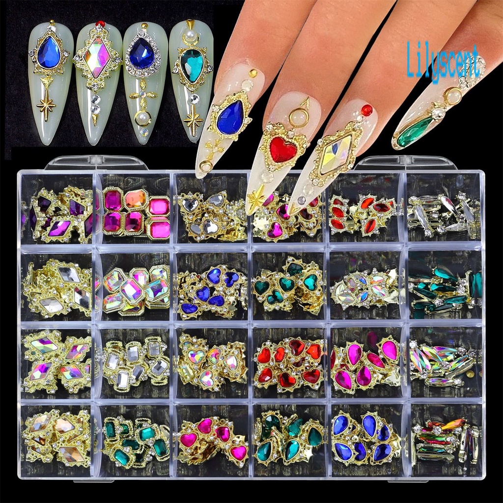 1 Kotak Ornamen Kristal Berlian Imitasi Glitter Bentuk Hati Aneka Warna Serbaguna Untuk Nail Art