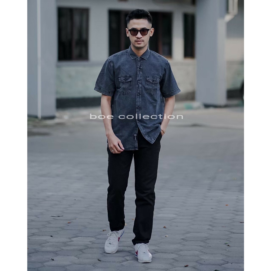 Baju Kemeja Levis Lengan Pendek Pria Bahan Jeans Denim Premium / KAmeja Pria Original / Kemeja Cowok