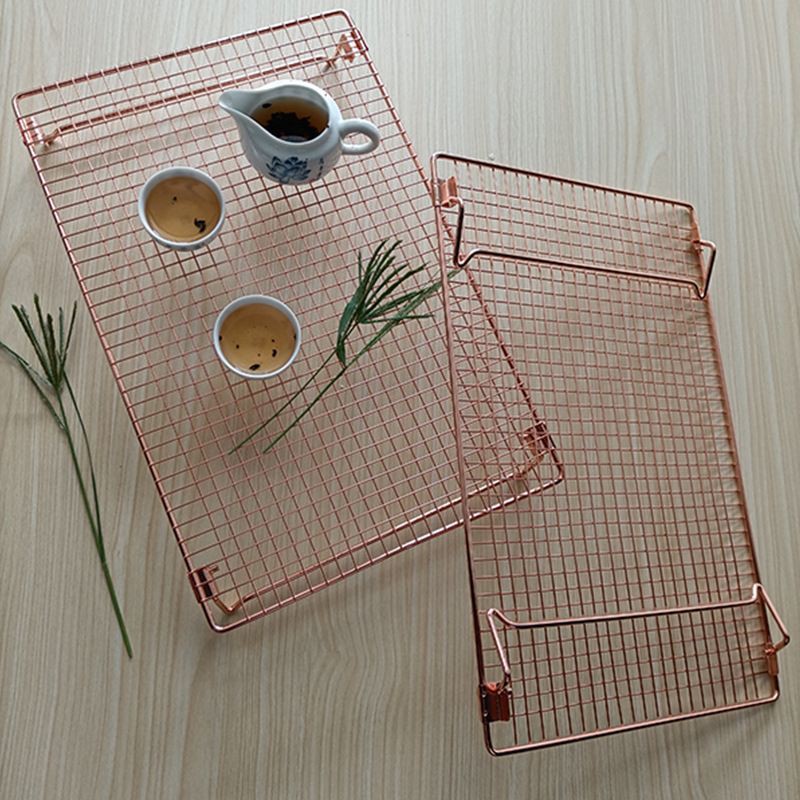 Stackable Stainless 304  Rose Gold Cake cooling Rack / rak pendingin kue 42x27cm dengan kaki