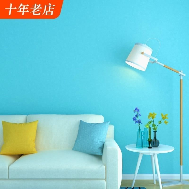 wallpaper sticker dinding murah motif polos pastel biru