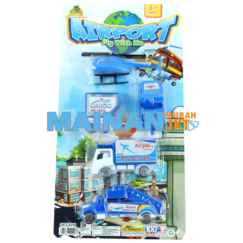 MAINANKEI MAINANA ANAK MURAH OCT5214 AIRPORT FLY WITH ME SET HELIKOPTER  MAINAN KENDARAAN AREA PENERBANGAN