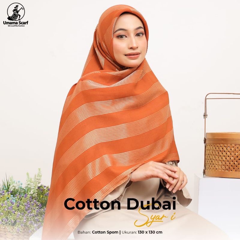 Hijab Square COTTON  DUBAI SYAR'I Original UMAMA Scarf Syari Segiempat 130x130cm