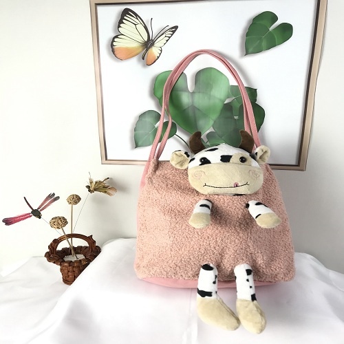 Tas Bahu Tote Shoulder Bag Wanita Remaja Anak-anak Lucu Boneka Cow Sapi Impor