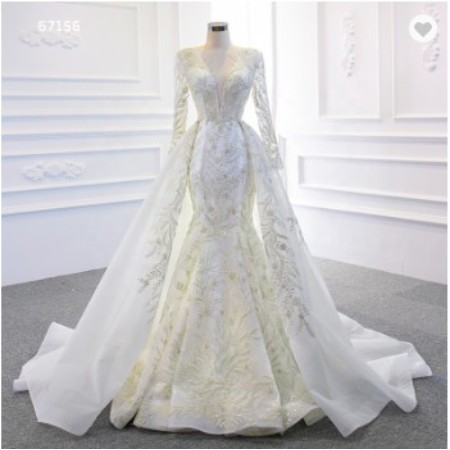 wedding dress Gown Wedding Mermaid Long Sleeve Wedding Dress Lengan Panjang