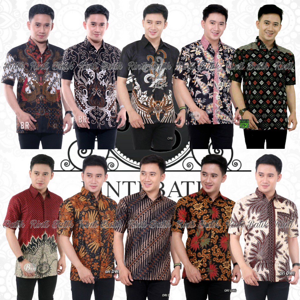 Atasan Batik~bswart Batik Hrb026 Kenongo Hem Pendek Padi Pekalongan Batik Pria Murah Modern Grosir 5