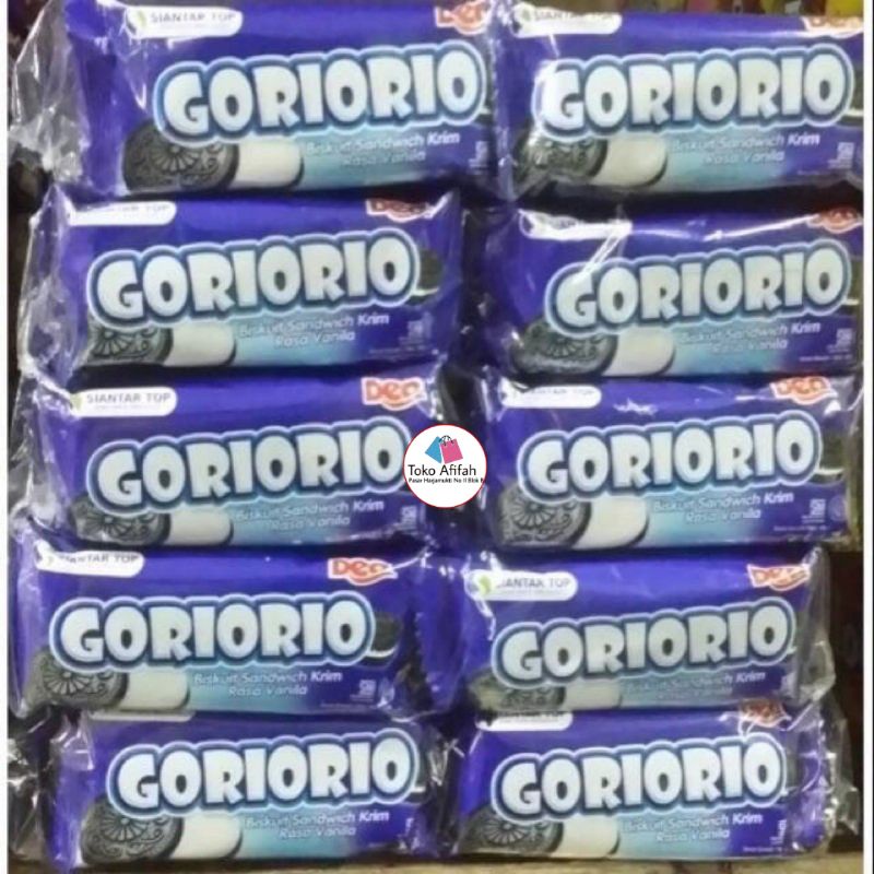 

Goriorio Biskuit Renceng (1 renceng isi10 pcs / Goriorio Biskuit Vanila dan Coklat Jajanan Snack Murah)