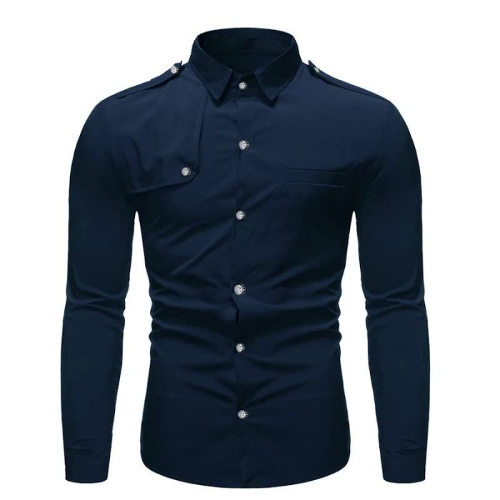 Kemeja Pria Branded Oversize Terlaris Tebal Casual Cowo H4M1 Basic Lengan Panjang Polos Laki-laki Ba