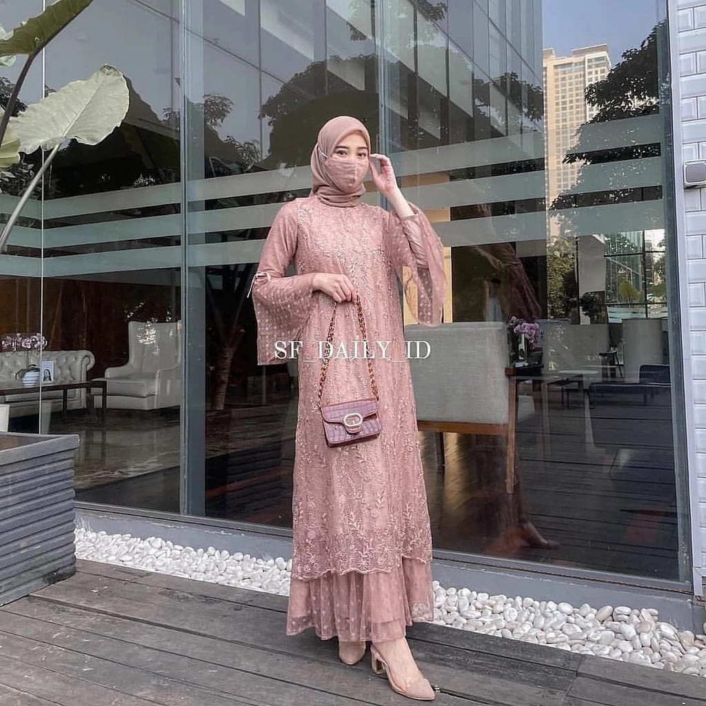 ANGEL/RIRIN DRESS BRUKAT TILE / DRESS WANITA MUSLIM