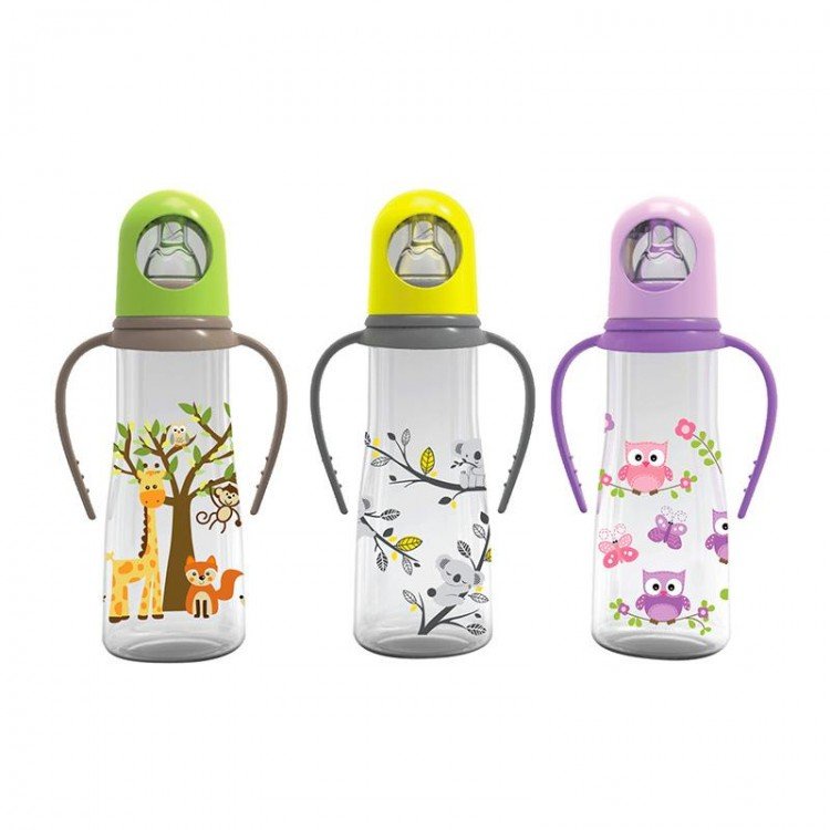 Baby Safe Dot Bayi Botol Susu Babysafe dengan handle pegangan 250 ml Bpa free anti kolic Karakter