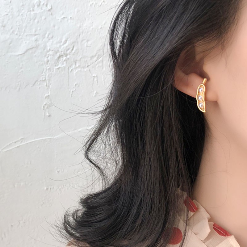 Anting 925 Silver Needle Bentuk Daun Mutiara Gaya Korea Untuk Perempuan