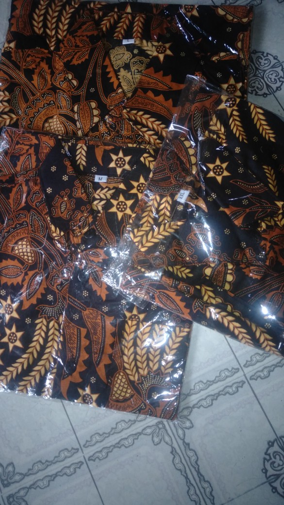 Batik Couple Ayah Anak Manggar Sogan Hem Kemeja Sarimbit