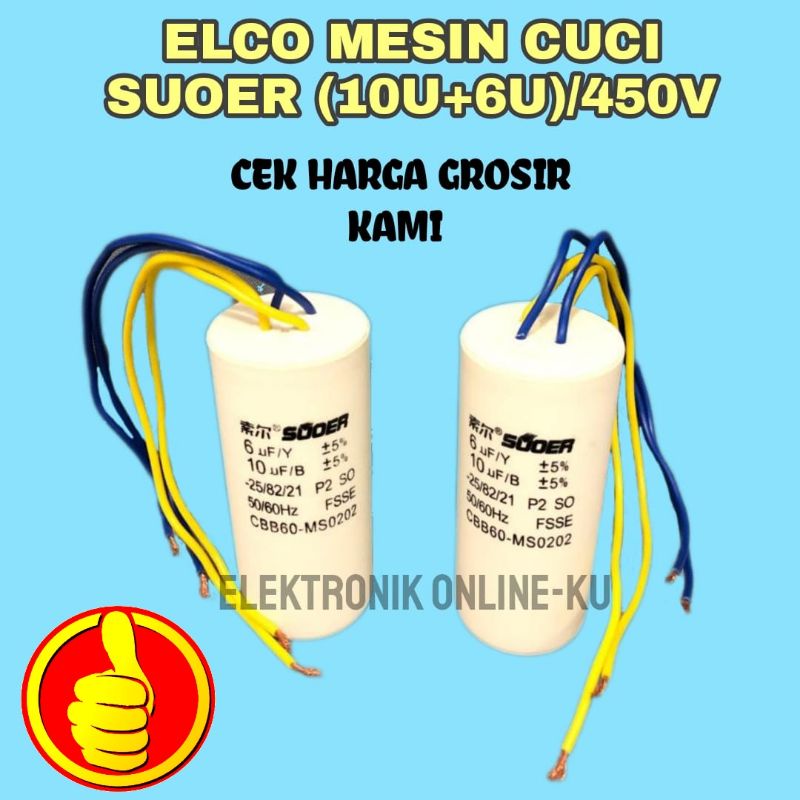 ELCO MESIN CUCI SUOER 10UF 6UF 450VAC