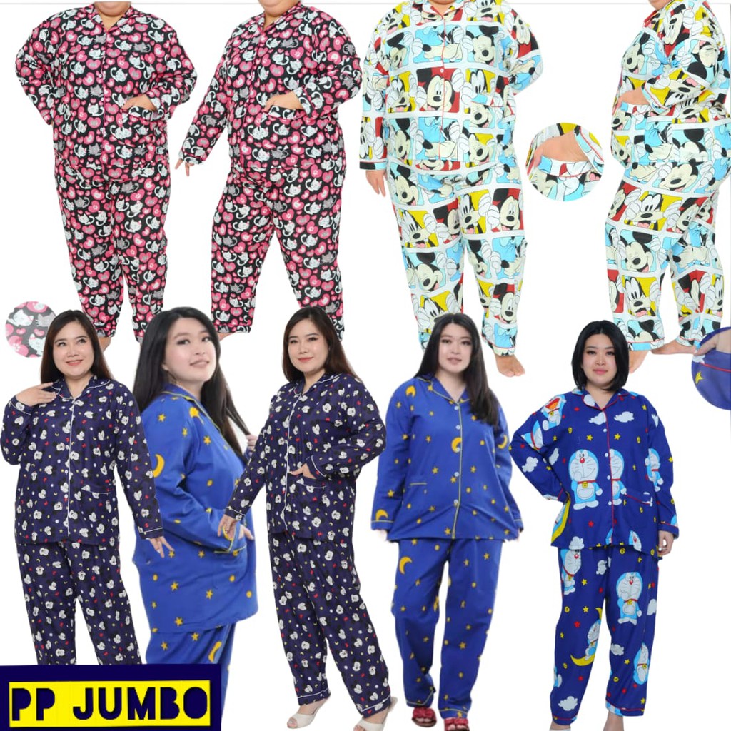 BAJU TIDUR PIYAMA JUMBO LD 120 LENGAN PANJANG KATUN JEPANG KARAKTER