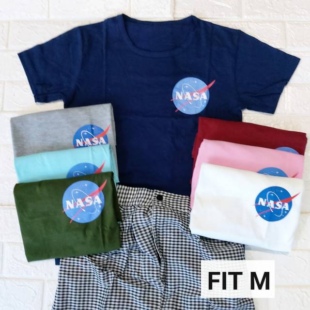 LOGO NASA KECIL OVERSIZE KATUN DUSTY HITAM PUTIH LILAC / KAOS BAJU TSHIRT TUMBLR TEE