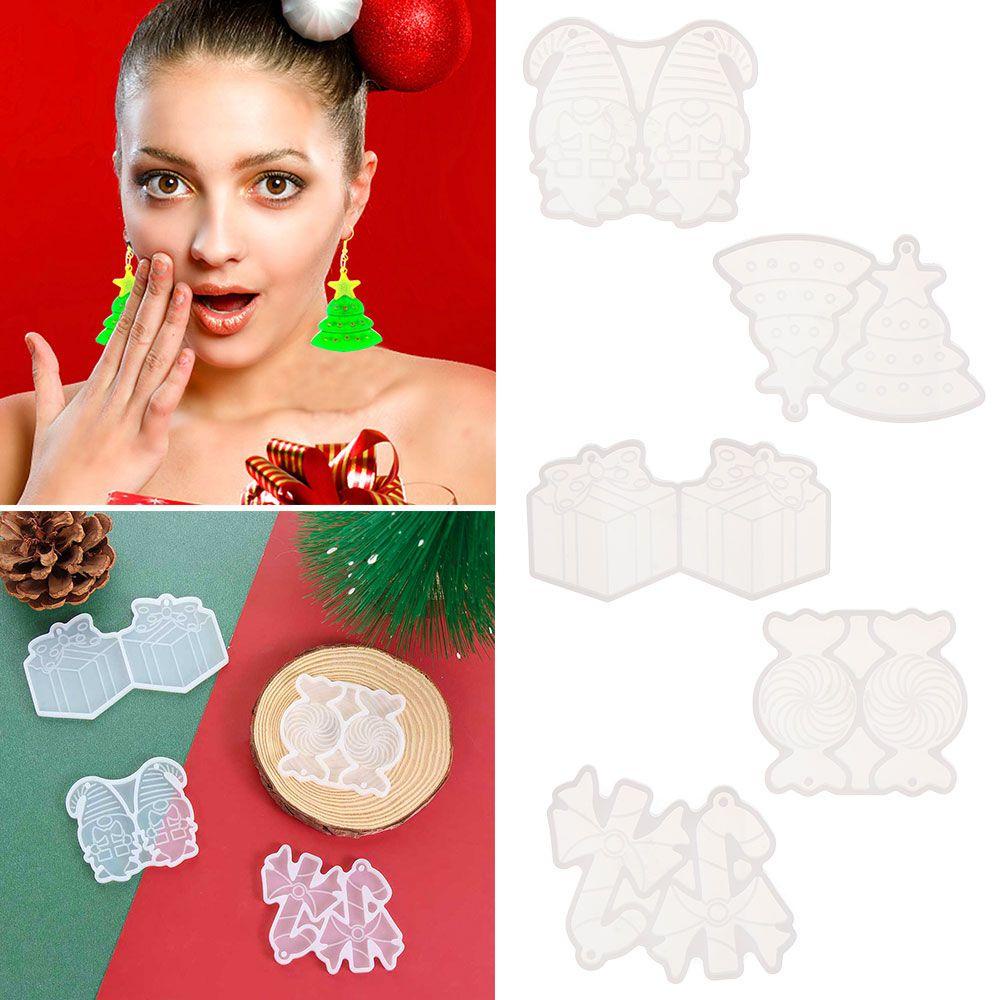 5pcs Cetakan Resin Epoksi UV Bahan Silikon Untuk Membuat Perhiasan Anting Menjuntai