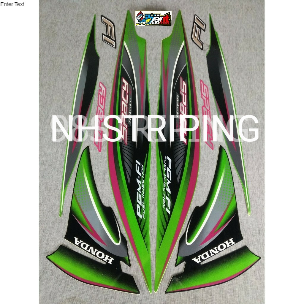 STRIPING SPACY FI HELM IN HIJAU  2011 2012 STRIPING LIS STANDAR ORI HONDA F1