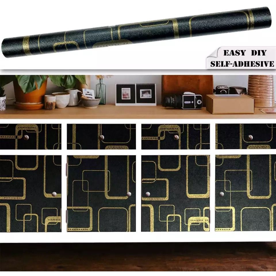 Wallpaper Dinding / Wallpaper Sticker KOTAK MINIMALIS HITAM