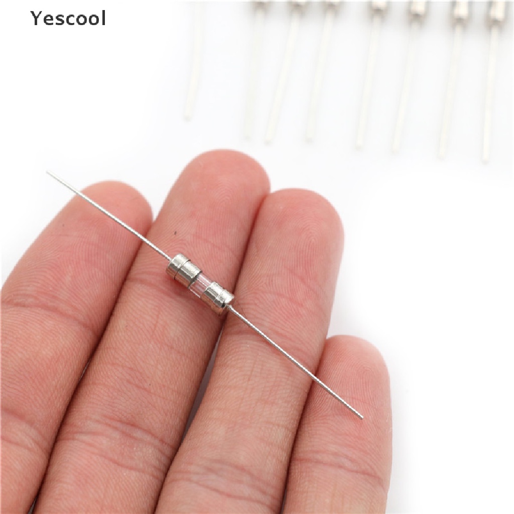 Yescool 10pcs Sekring Tabung Kaca Axial F1A / 1.5A / 2A / 3A / 5A 3.6x10mm 250V