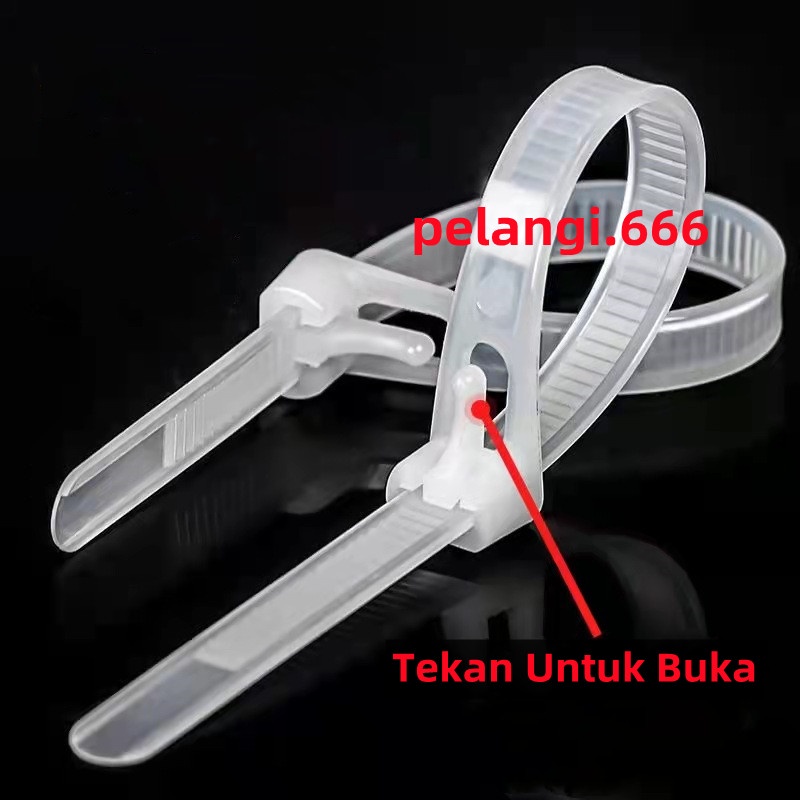 Kabel Ties/Kabel Tis Bisa Di Buka Kembali 20cm/25cm/30cm  (Lebar 8mm)/Reusable Hitam/Putih