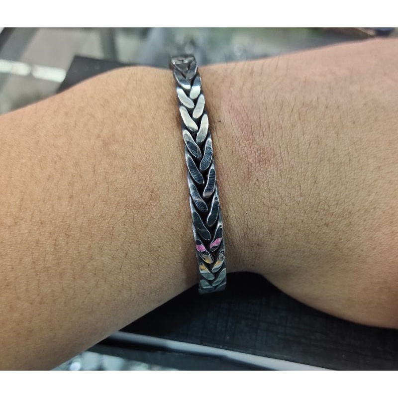 Gelang Baja Putih Monel Asli Pria Tidak Karat Tidak Luntur