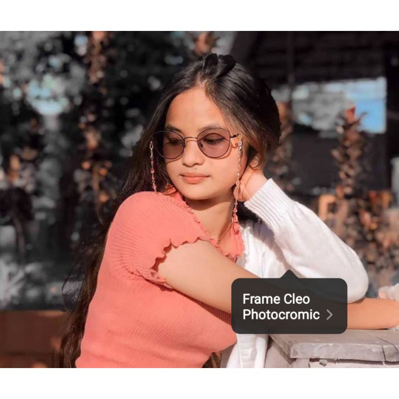 Flavia Eyewear - Kacamata Cleo Cat Eye Steel (custom minus, photochromic, blueray, bluechromic dan photobrown)