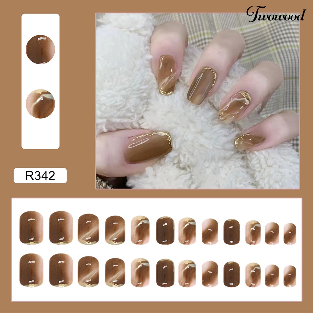 Patch Kuku Warna Coklat Bahan ABS Untuk Nail Art