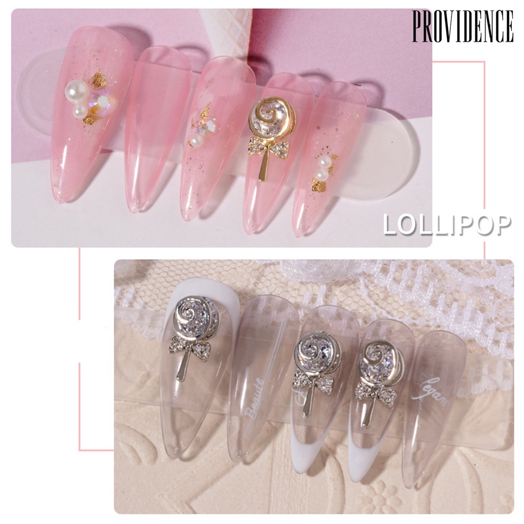 Providence 3Pcs/Set Nail Candy Ornament Lollipop Shape 3D Effect Lightweight Shiny DIY Bright Sugar Rhinestone for Manicure