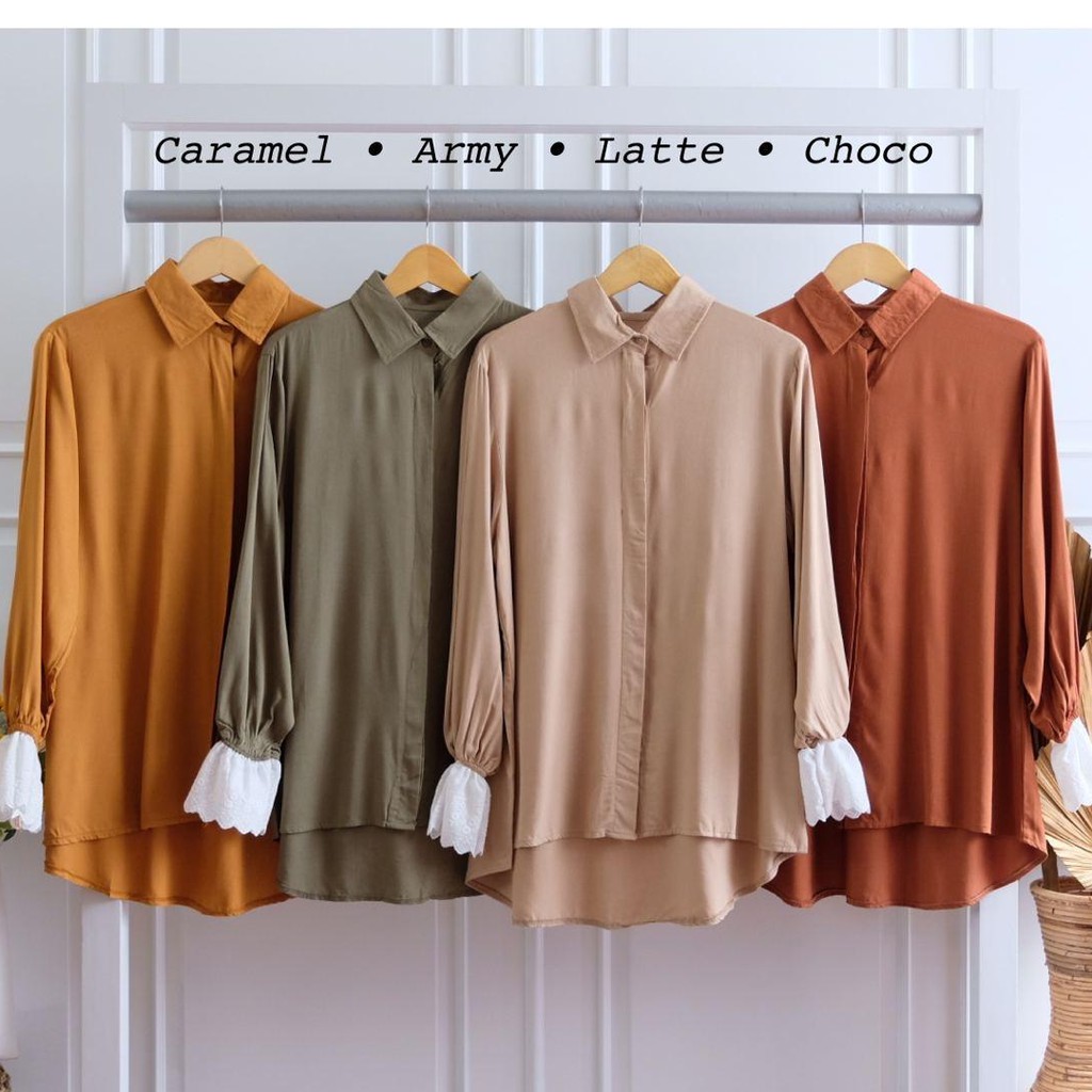 Kerine Shirt/Atasan Rayon Twill Uniqlo/Kemeja Rayon/Kemaja Kerja/Kemeja Wanita Murah