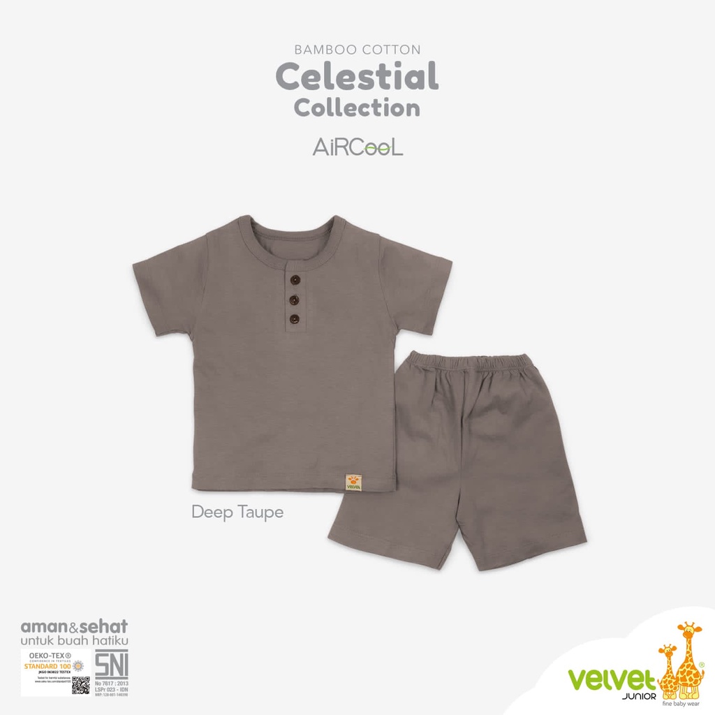 VELVET JUNIOR Celestial Bamboo Cotton Stelan Kancing Dada Pendek L XL 2 3 4 5