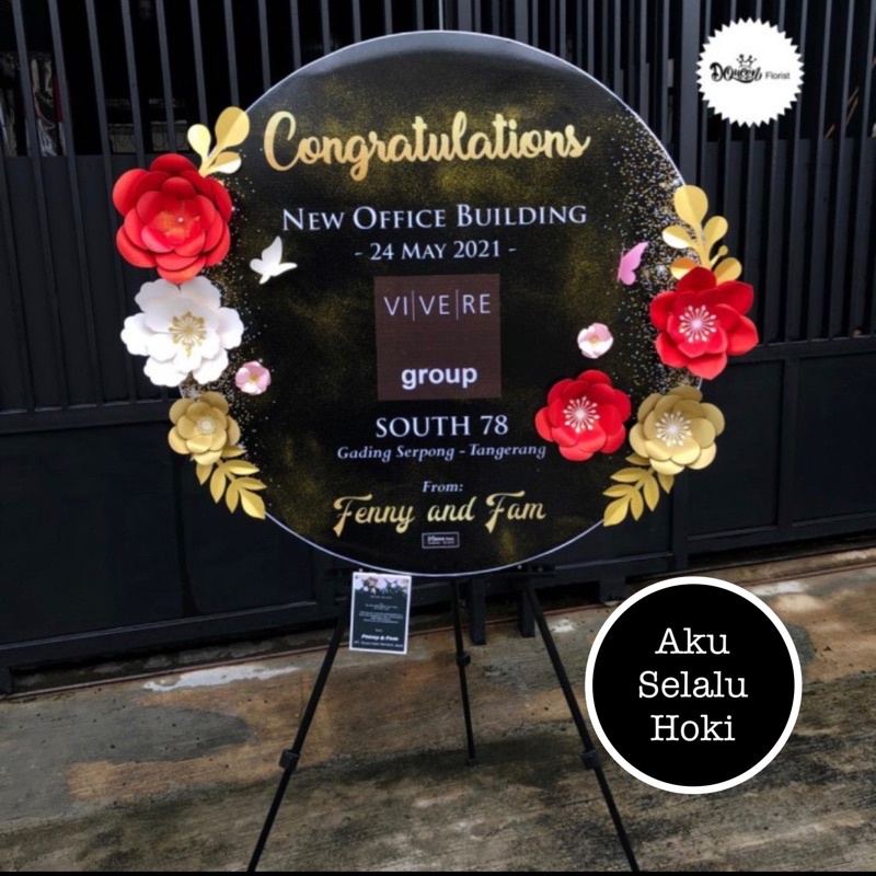 Papan Bunga Kertas Aku Selalu Hoki Ucapan Selamat Hadiah Happy Birthday Wedding Lamaran Anniversary Ulang Tahun Peresmian Grand Opening Natal Karangan Balon Kembang Asli Plastik