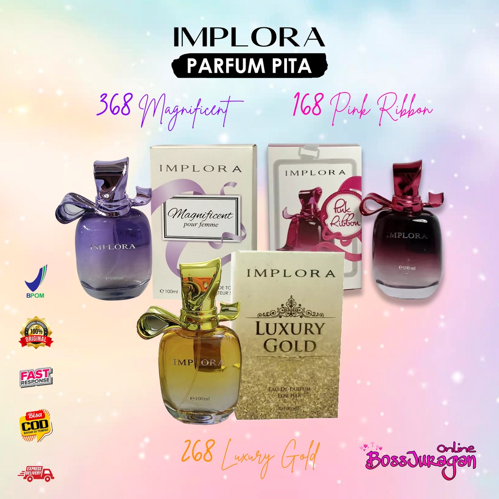 (BOSS) Implora Parfum Pita Series - 168 Pink Ribbon | 268 Luxury Gold | 368 Magnificent