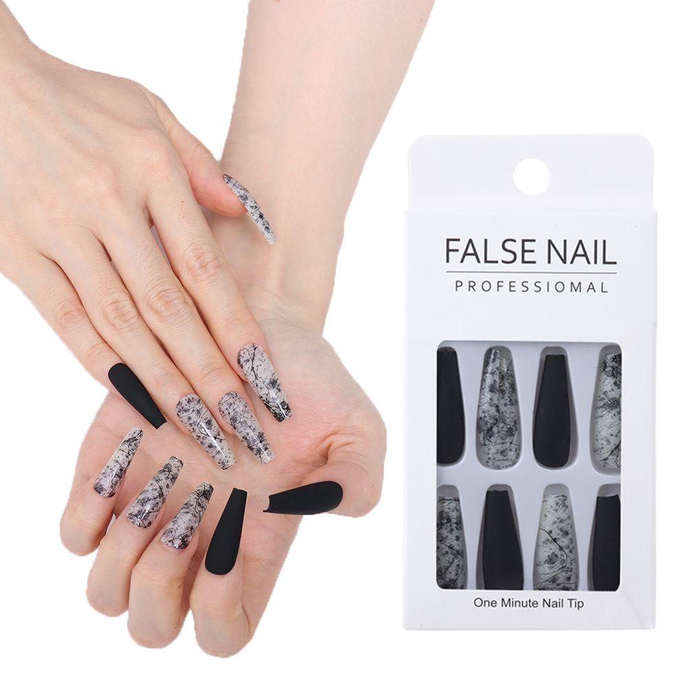 AUGUSTINA Agustin Wearable Fake Nails Reusable Nail Salon Tips Kuku Palsu Penuh Menutupi Manicuring Patch Manicuring Kuku Jadi