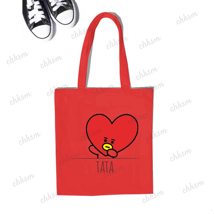 Tas Tote Bag Karakter BT21 boneka Kpop Totebag BTS Gaya Korea Trend (RSL) NR