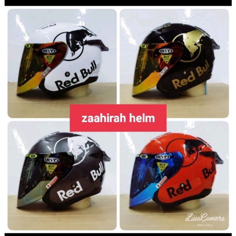 kyt kyoto paket ganteng stiker red bull-0HELM KYOTO PUTIH BLACK DOFF PAKET GANTENG VARIASI VISOR VEN