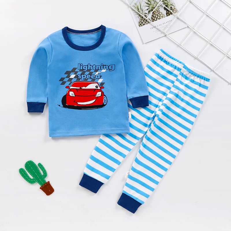 Baju Tidur Piyama Anak Premium Set CARS Bahan Katun Piyama Anak Gambar Lucu Baju Tidur Anak Bahan Katun MOBIL