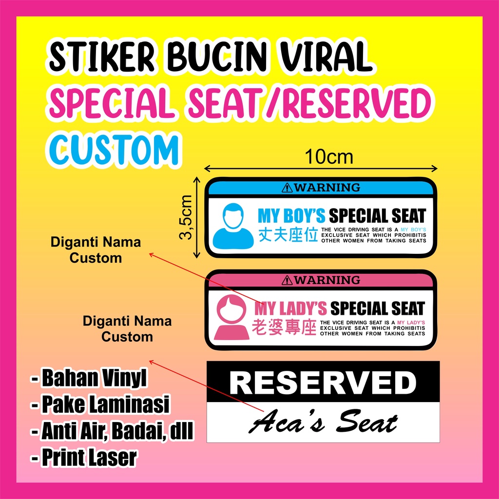 TERMURAH STIKER SPECIAL SEAT/ STIKER BUCIN MOTOR/ STIKER GONCENGAN / STIKER PACAR BISA COD