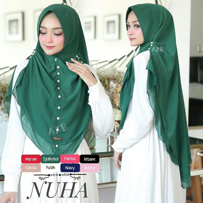 Jilbab Khimar Syari 2 Layer Ceruti Premium Khimar Nuha Mutiara Melati