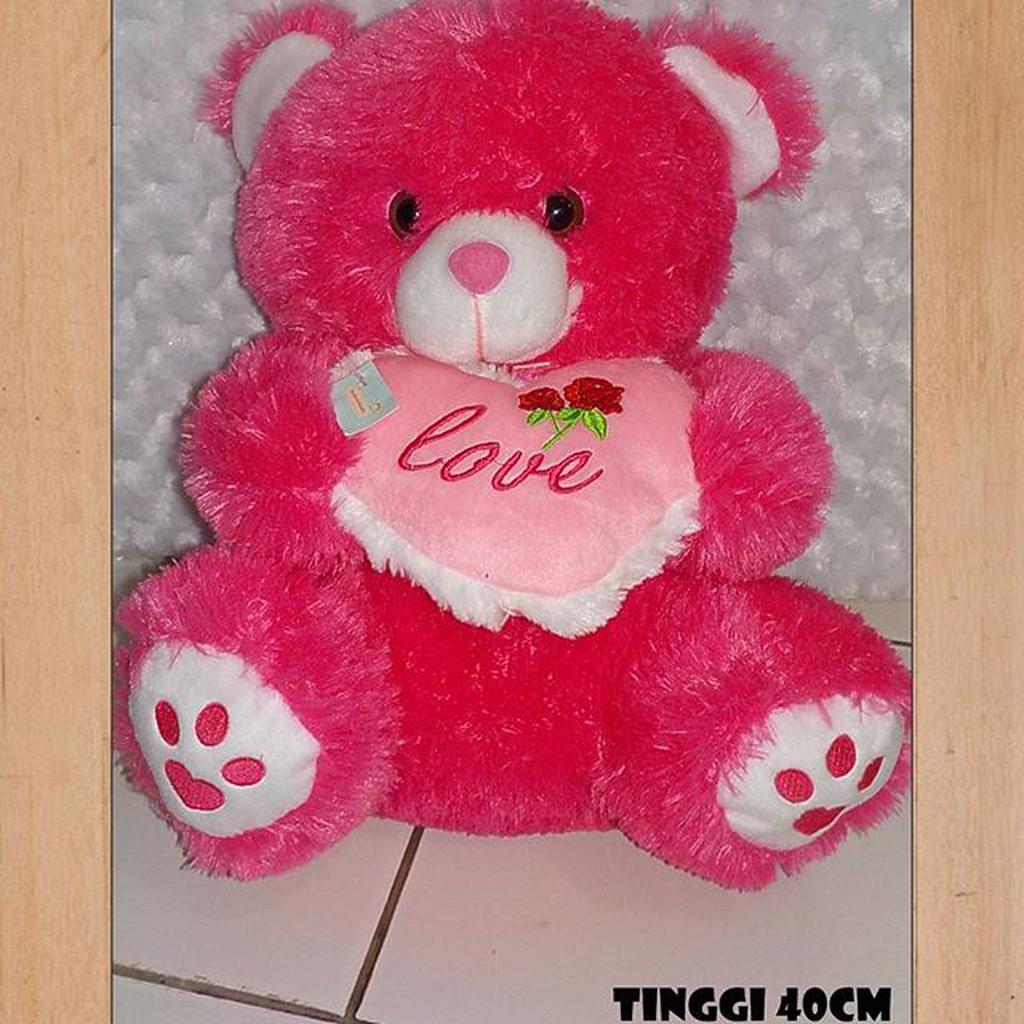 BONEKA BEAR LOVE L PINK FANTA