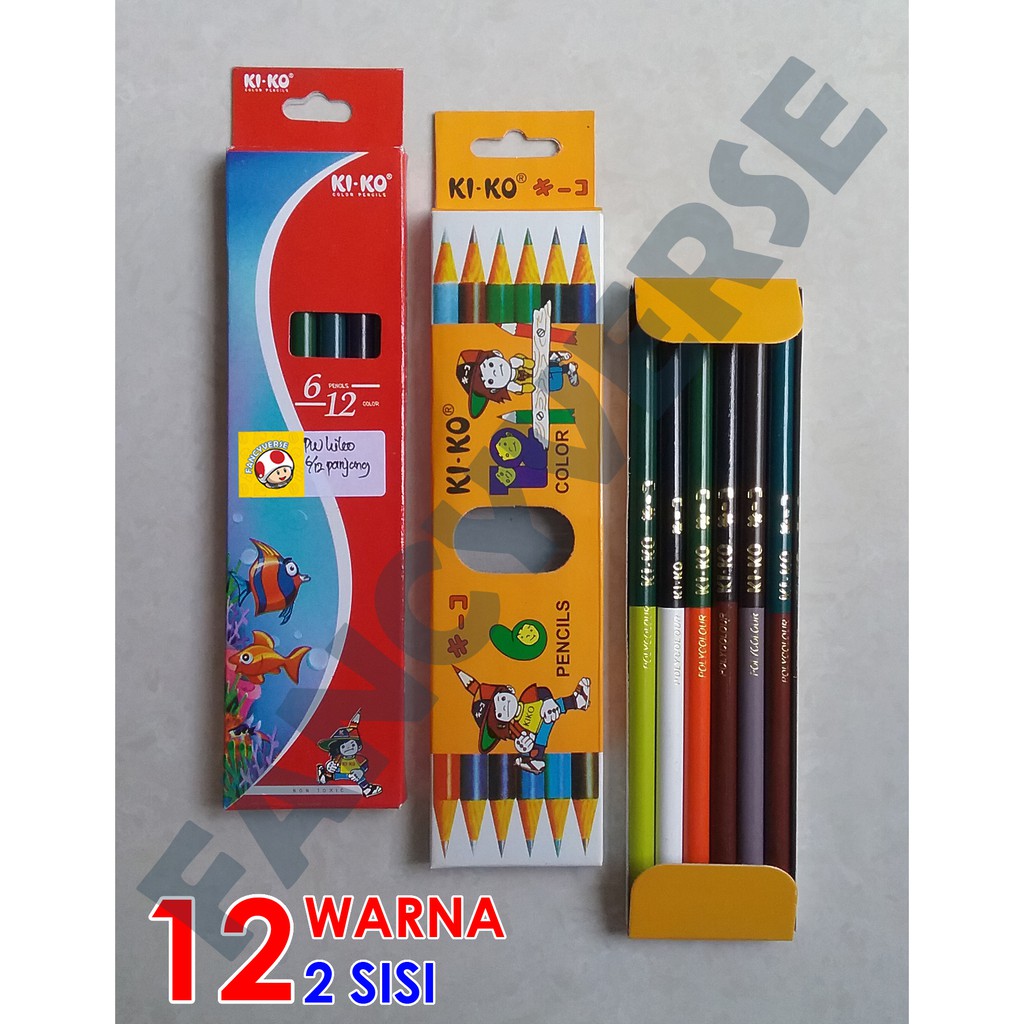 

Color Pencil 12 Warna Pendek 2 Sisi Kiko / Pensil Warna