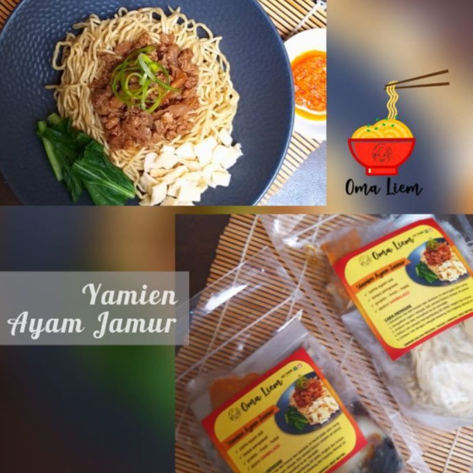 

mie ayam jamur oma liem / bakmie beku frozen noodle siap makan