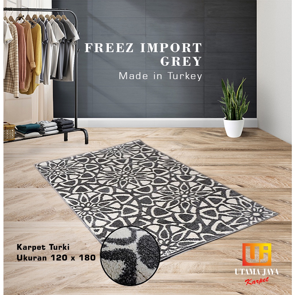 Karpet Permadani Frezze Import Turki 120x180 Lantai Bulu White Grey / permadani turki asli / karpet 