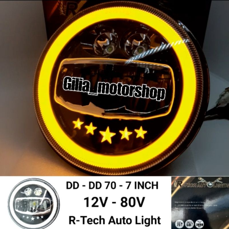 LAMPU DAYMAKER 7 INCH R-TECH AUTOLIGHT ORIGINAL NEW SERIES THAILAND DD70 IMPORT UNTUK MOTOR MOBIL