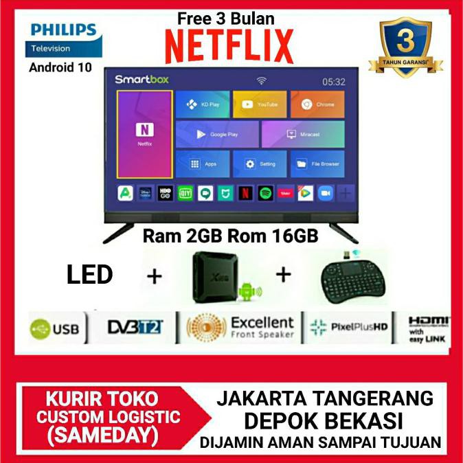 Ready&Siapkirim Philips Led Tv 32 Inch Full Hd Smart Android Box Ram 2Gb 32Pht5583 - Tvboxmikey, No