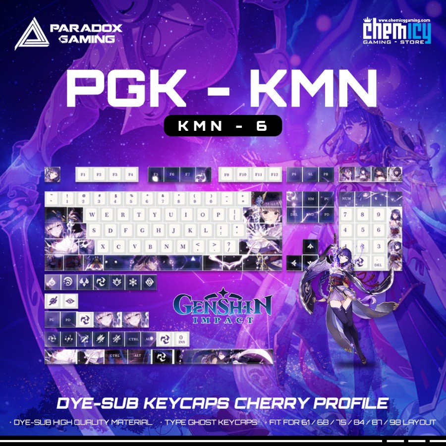 Paradox Gaming KMN-6 / KMN6 Dye-sub Keycaps 136 set Cherry Profile