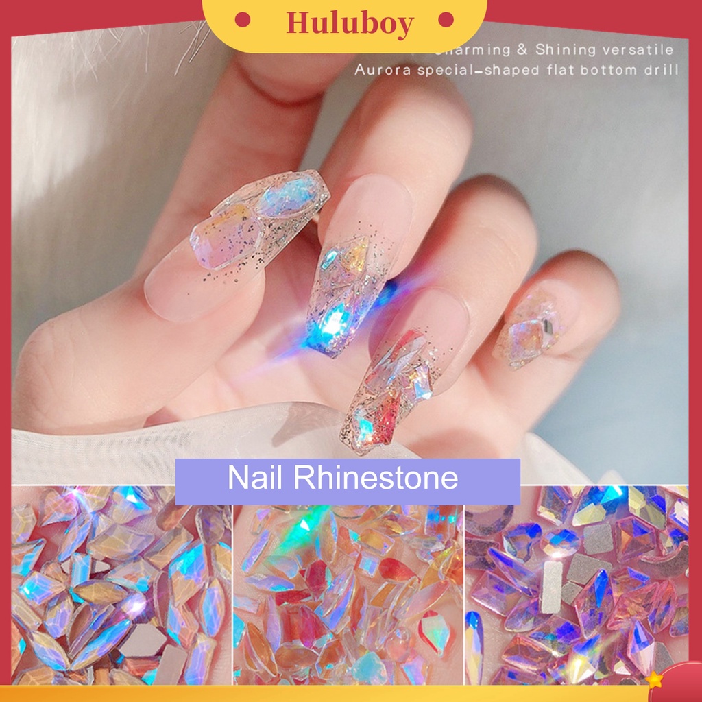 Huluboy Huluboy♡ 100 Pcs / Set Batu Berlian Imitasi 3D Bentuk Irregular Aneka Ukuran Untuk Dekorasi Manicure