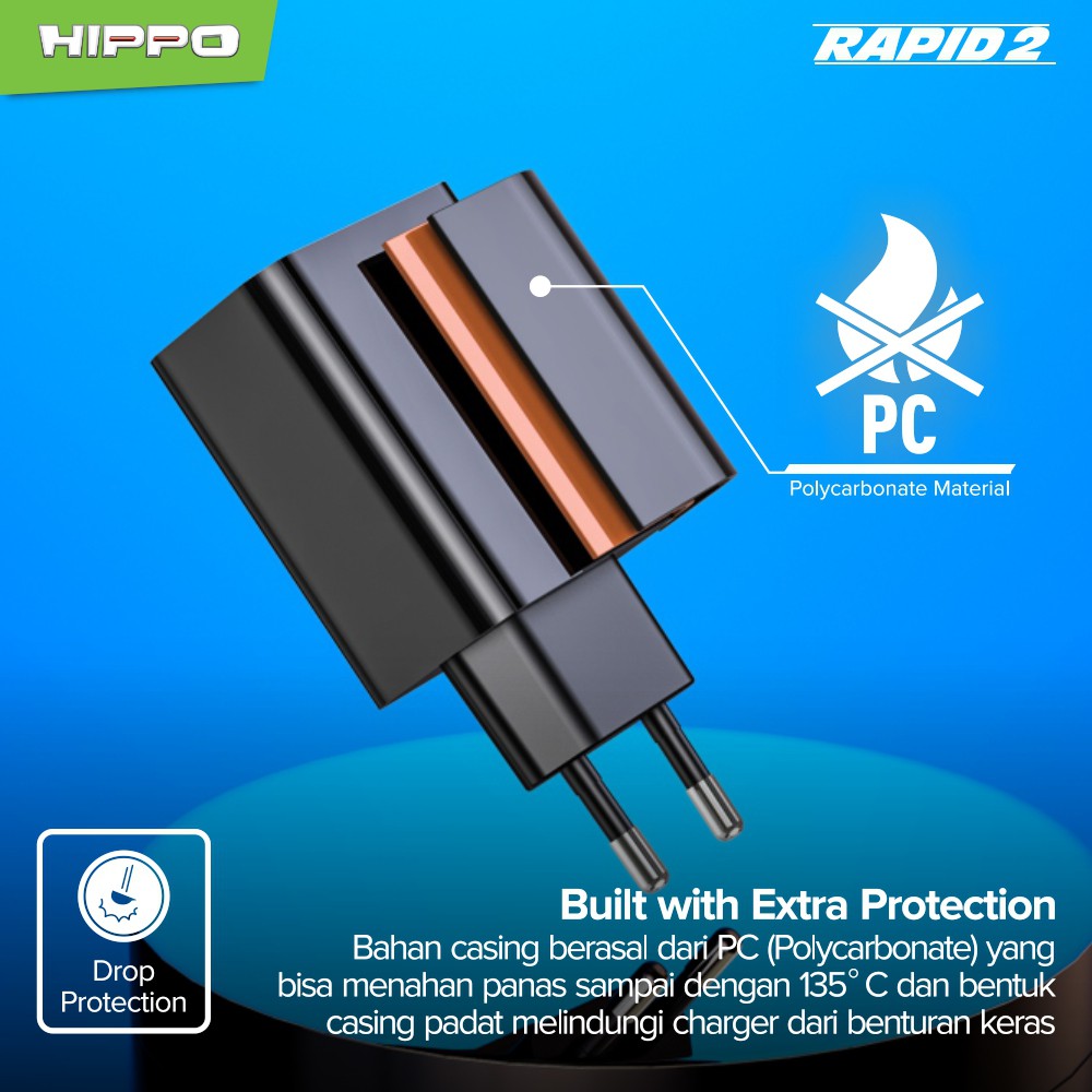 Hippo Rapid 2 Adaptor Charger Quick Charge 3.0 Fast Charging 18 W