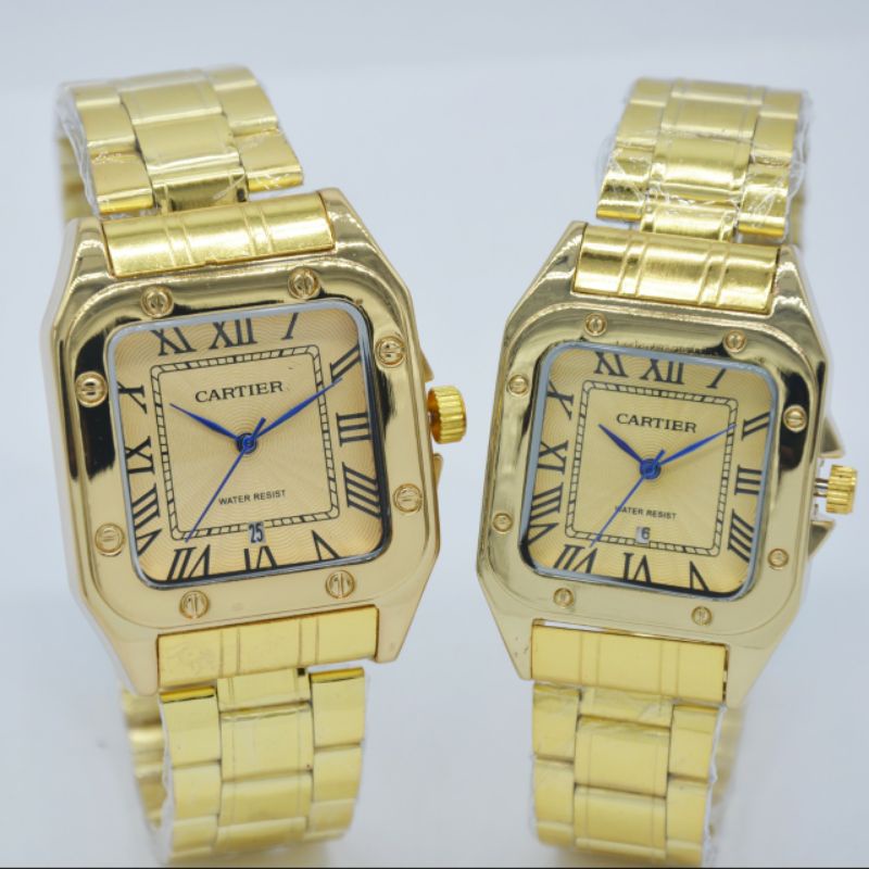 CARTIER Jam Tangan Couple Analog Stainless Steel Strap 38mm & 33mm