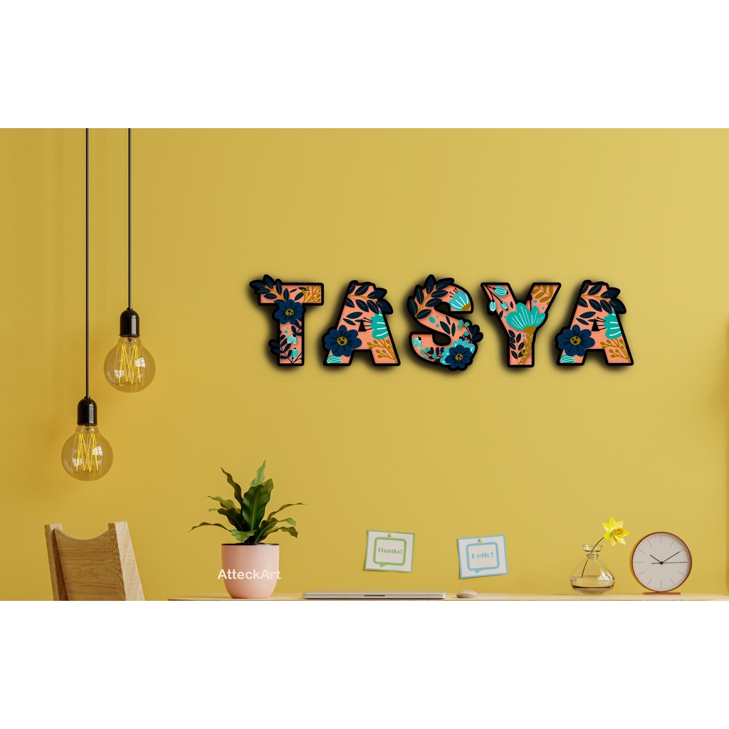 Huruf kayu  satuan untuk dekorasi dinding kamar,ruang tamu,kantor dan lain lain