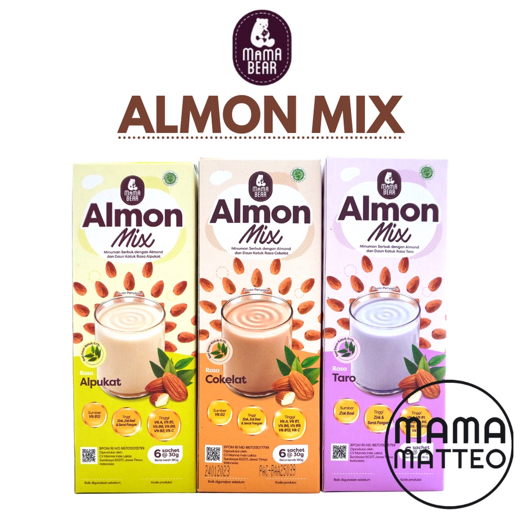 MamaBear Almon Mix Almond / Mama Bear Cokelat Coklat Alpukat Taro Strawberry Coffee Latte Caramel Matcha Choco Hazelnut Vanilla / MAMABEAR BANDUNG