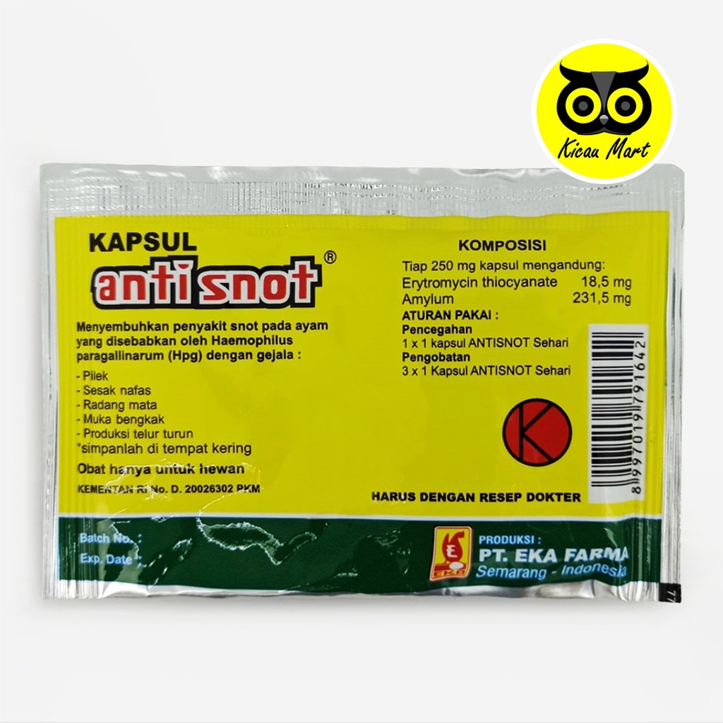 ANTI SNOT KAPSUL EKA FARMA KAPSUL OBAT AYAM BEBEK UNGGAS BURUNG PUYUH SNOT CORYZA FLU PILEK ISI 10 PIL TABLET KAPSUL ANTI SNOT AYAM ANSFM